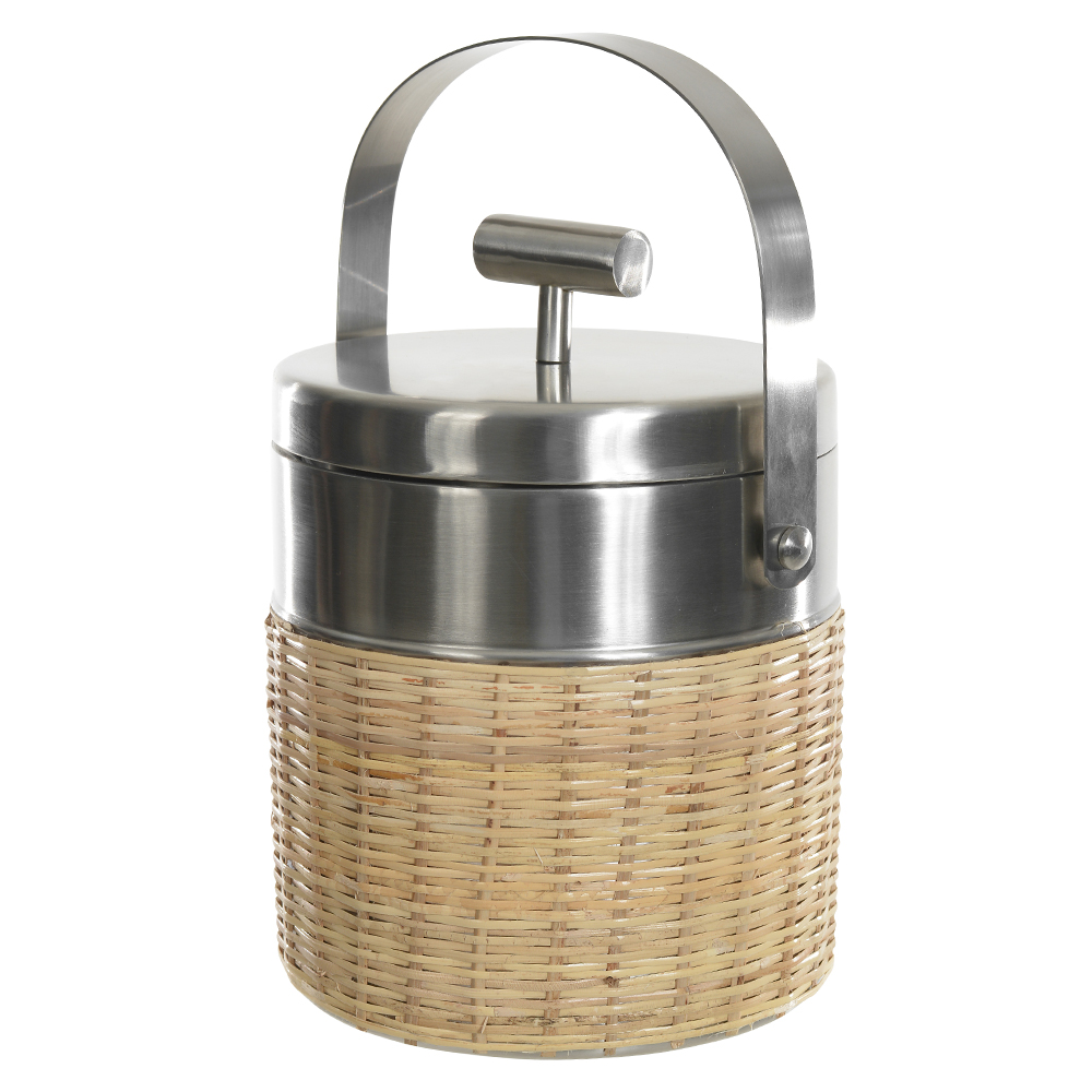 BALDE GELO ACO INOX 1900ml 21X15,5cm C/ ALCA E TAMPA NATURALE (PRATA)