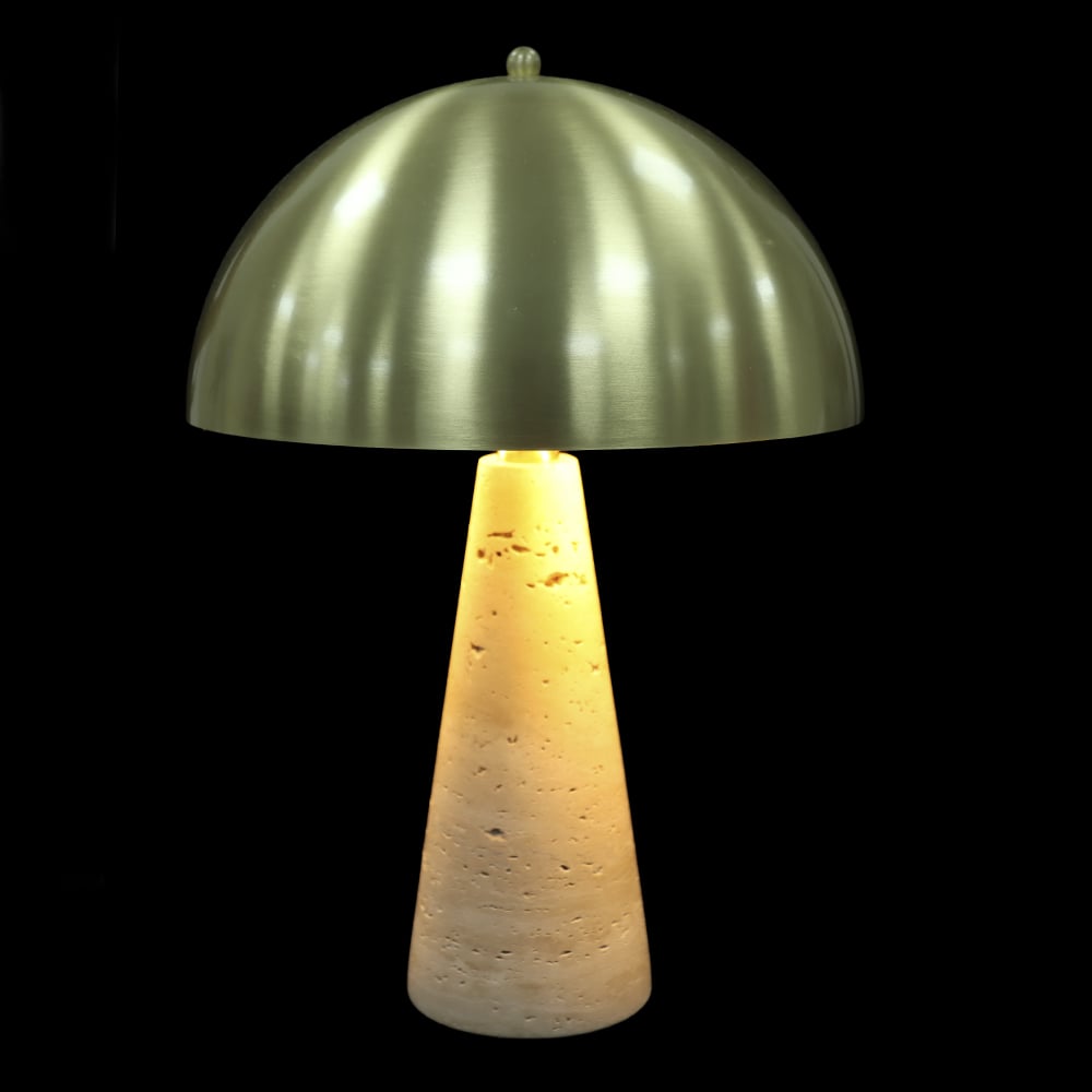 ABAJUR DECORATIVO MARMORE E METAL BIVOLT (BEGE DOURADO) 40,5cm 28d