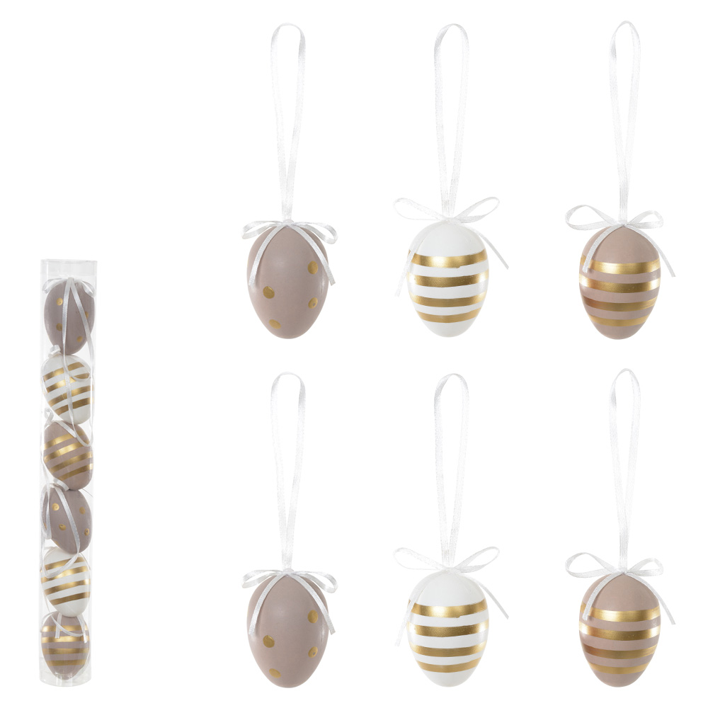 OVO PLT PVC C/6 UND (BEGE DOURADO) 6cm