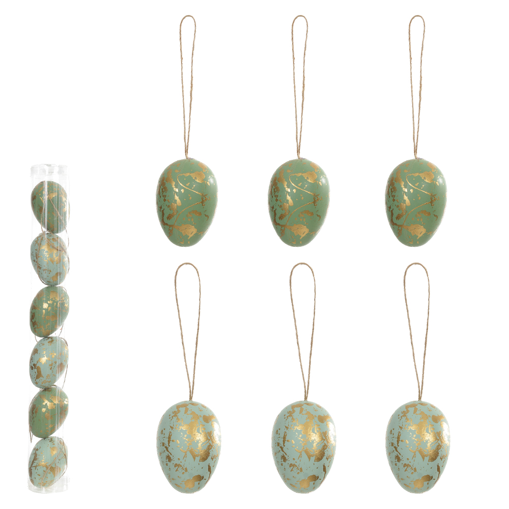 OVO PLT PVC C/6 UND (VERDE DOURADO) 6cm