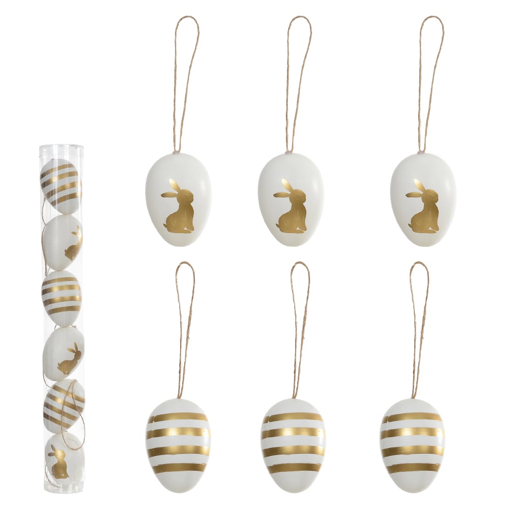 OVO PLT PVC C/6 UND (BRANCO DOURADO) 6cm