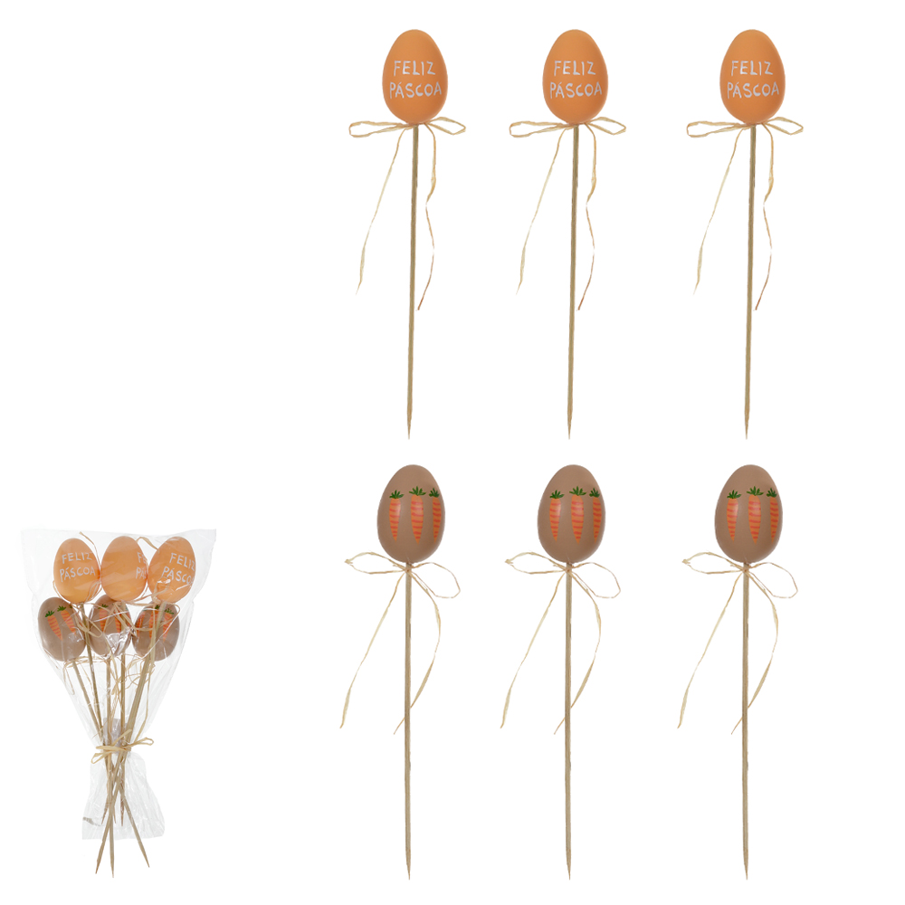 PICK OVO PLT C/6 UND (COLORIDO) 6cm