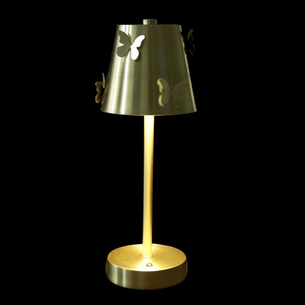 LUMINARIA DE MESA METAL BORBOLETAS USB (DOURADO) 31cm 12d