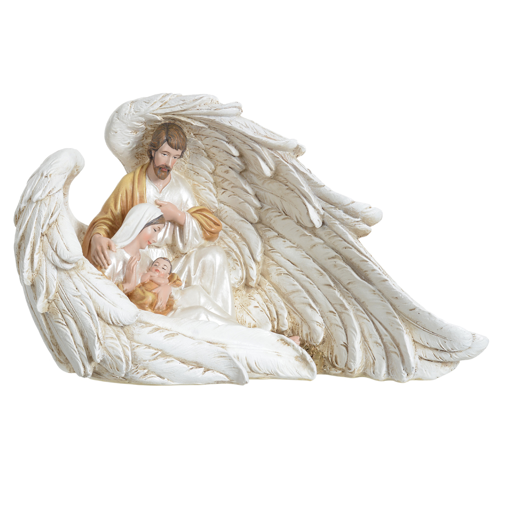 RESINA NATAL SAGRADA FAMILIA (BRANCO DOURADO) 17,5X30X13,5cm