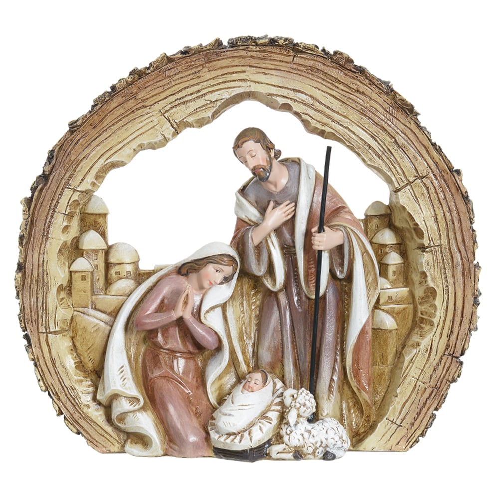 RESINA NATAL SAGRADA FAMILIA (BEGE) 25X28X6,5cm