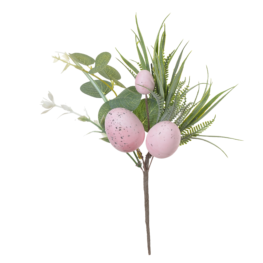 GALHO FOLHAGEM C/OVOS (ROSA) 25cm