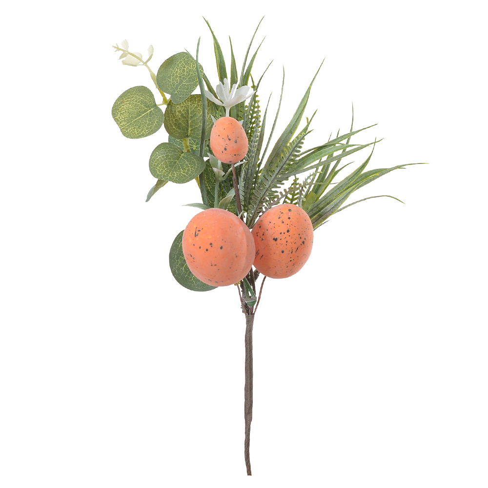 GALHO FOLHAGEM C/OVOS (LARANJA) 25cm