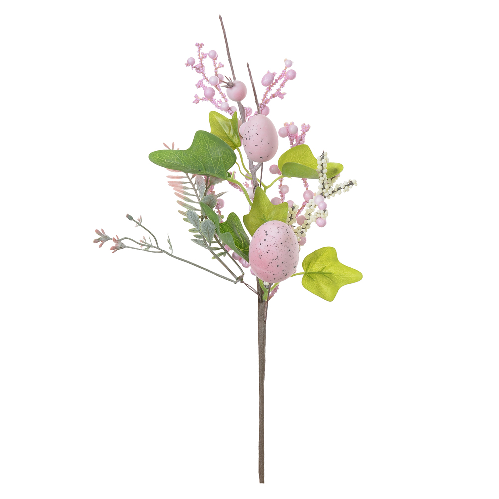 GALHO FOLHAGEM C/OVOS (ROSA) 35cm