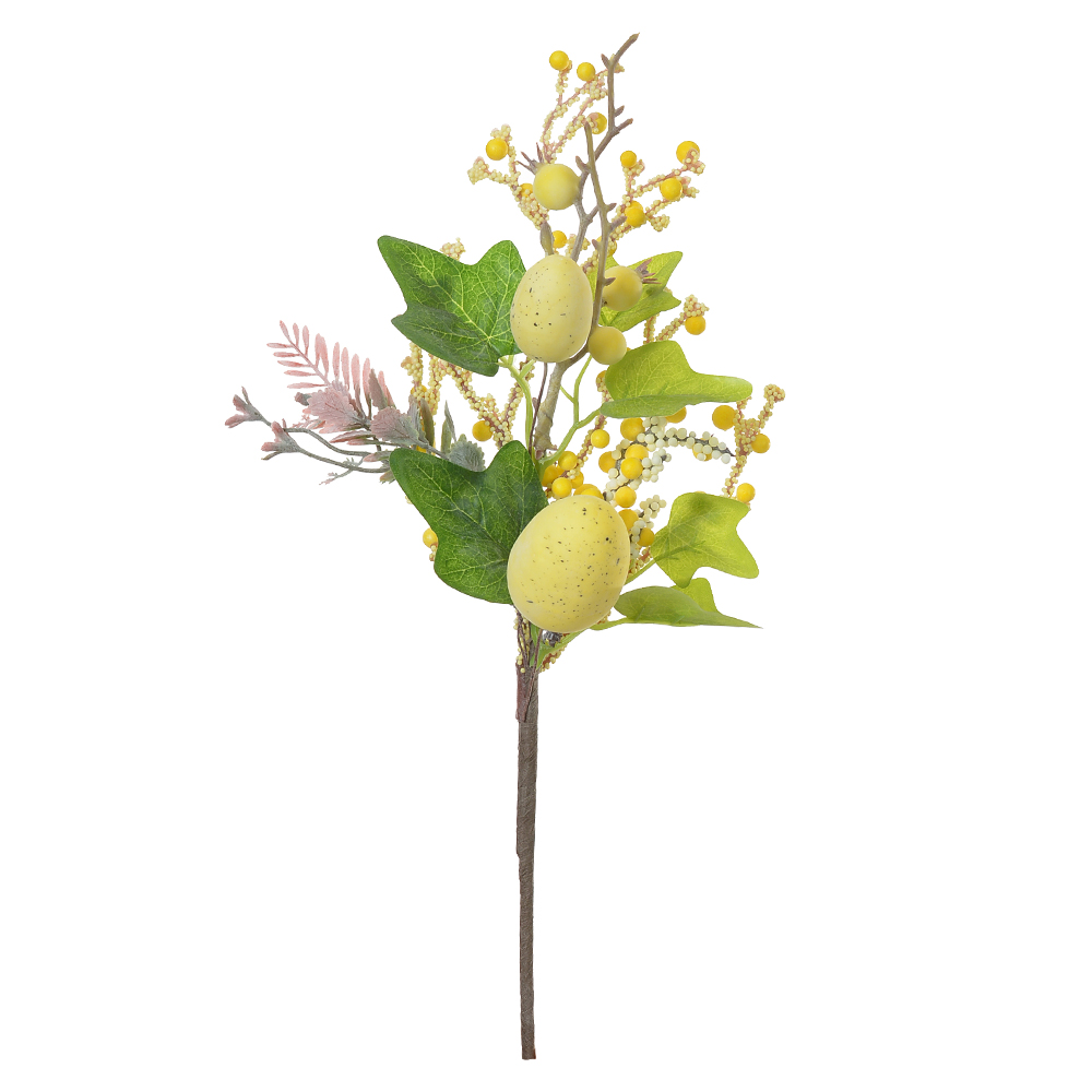 GALHO FOLHAGEM C/OVOS (AMARELO) 35cm