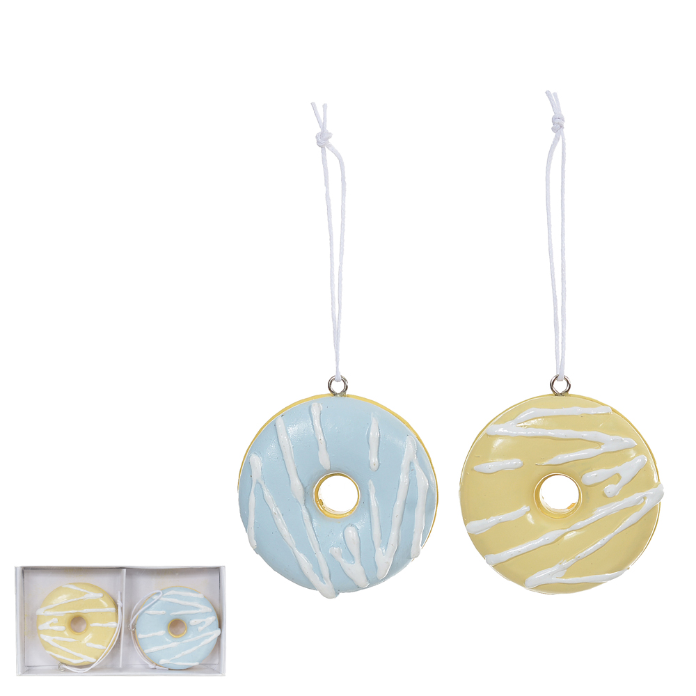 DONUT RESINA CONJUNTO C/2 (AMARELO AZUL) 5,1X5,1X1,3cm