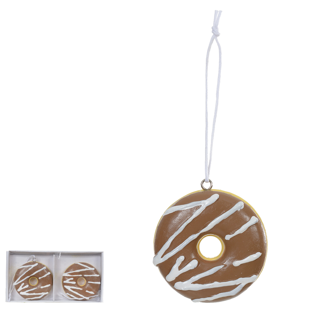 DONUT RESINA CONJUNTO C/2 (MARROM) 5,1X5,1X1,3cm