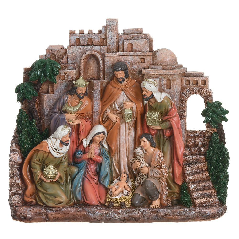 RESINA NATAL PRESEPIO (COLORIDO) 30X34,5cm