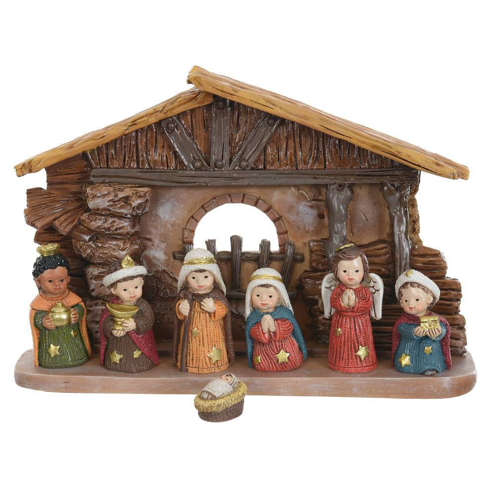 RESINA NATAL PRESEPIO INFANTIL (COLORIDO) 12X17,5cm