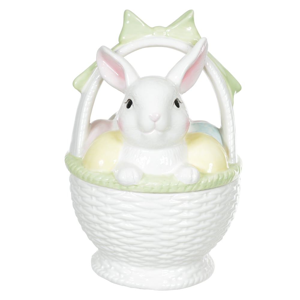 POTE DECORATIVO COM TAMPA (BRANCO) 22,5X15X15cm