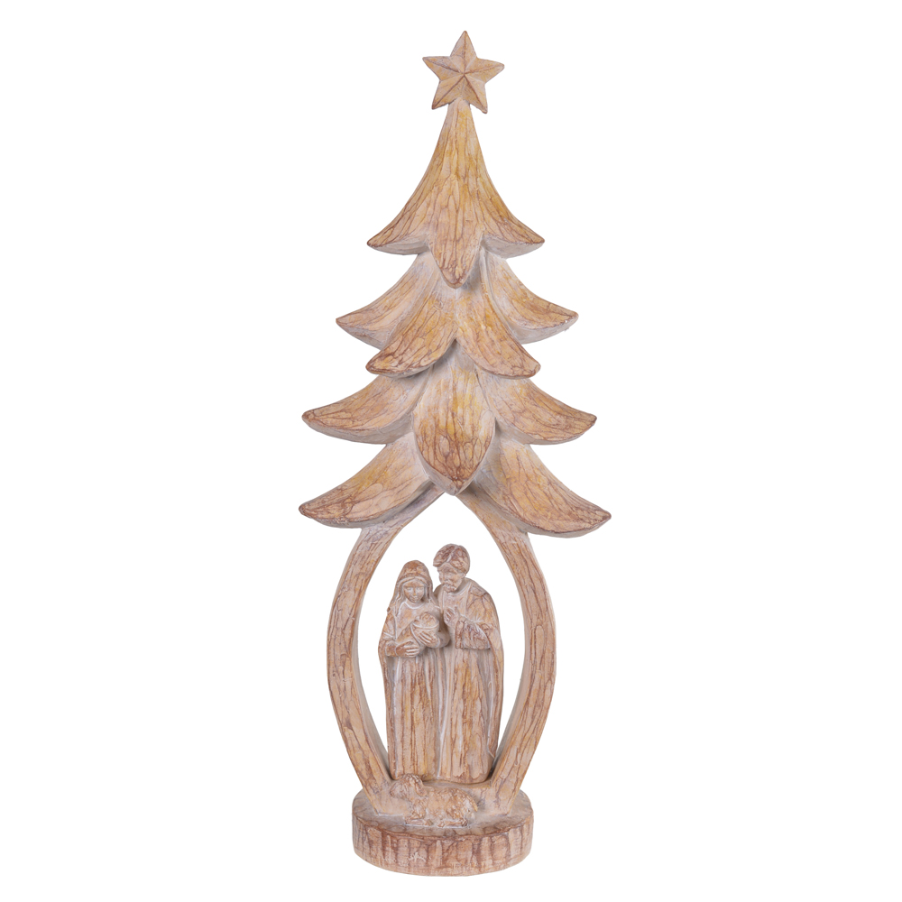 RESINA NATAL SAGRADA FAMILIA (BEGE) 31X12cm