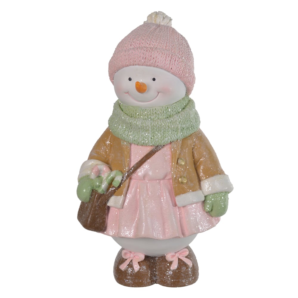 RESINA NATAL MENINA DE NEVE (ROSA) 21X12cm