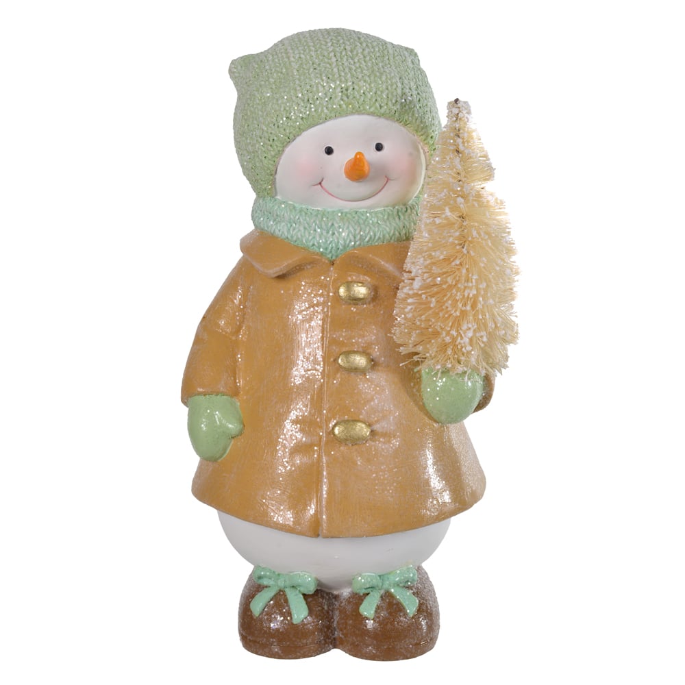RESINA NATAL BONECO DE NEVE (BEGE VERDE) 21X12cm