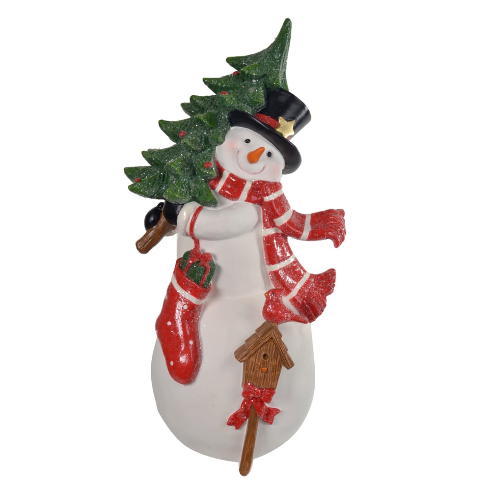 RESINA NATAL BONECO DE NEVE (VERMELHO VERDE) 31X16cm