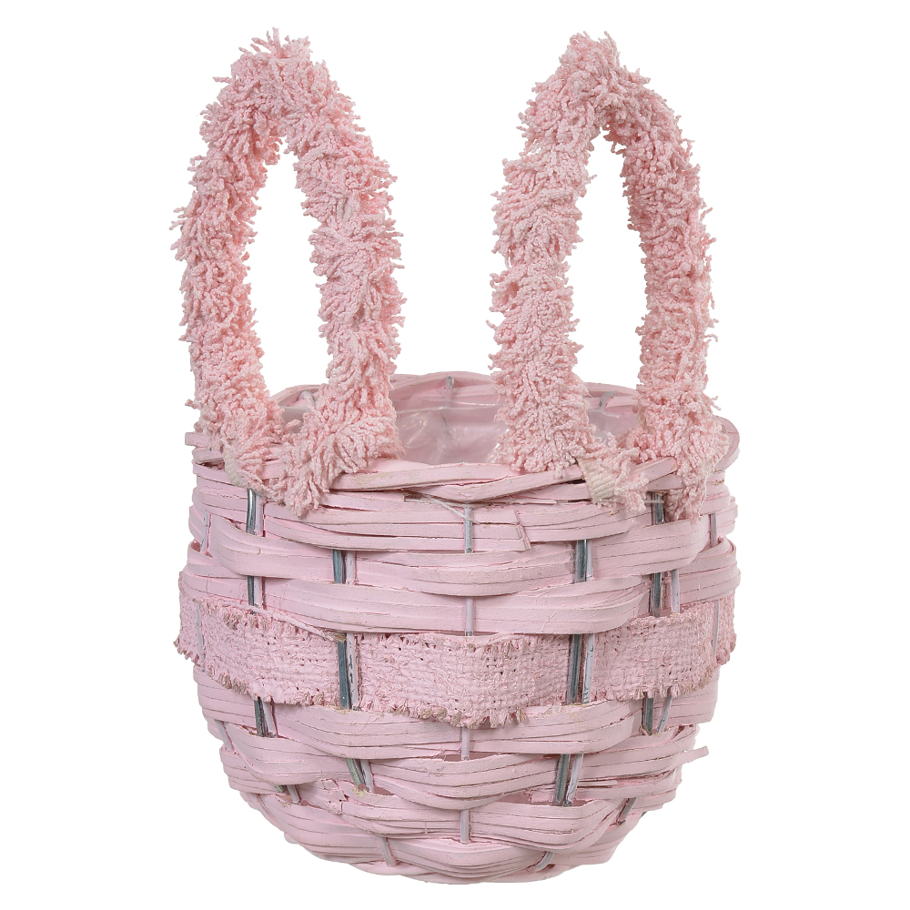 CESTO DECORATIVO COELHO (ROSA) 15cm