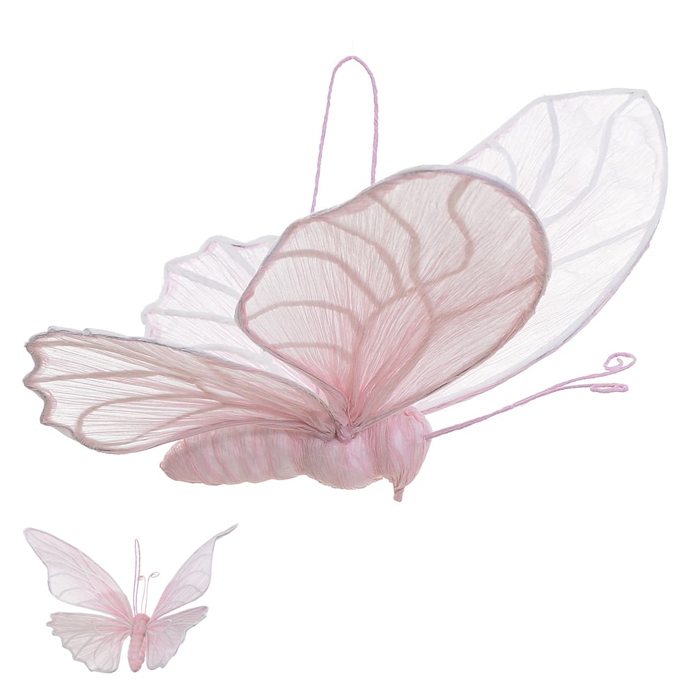 PENDENTE BORBOLETA PAPEL (ROSA CLARO) 20X15X5cm