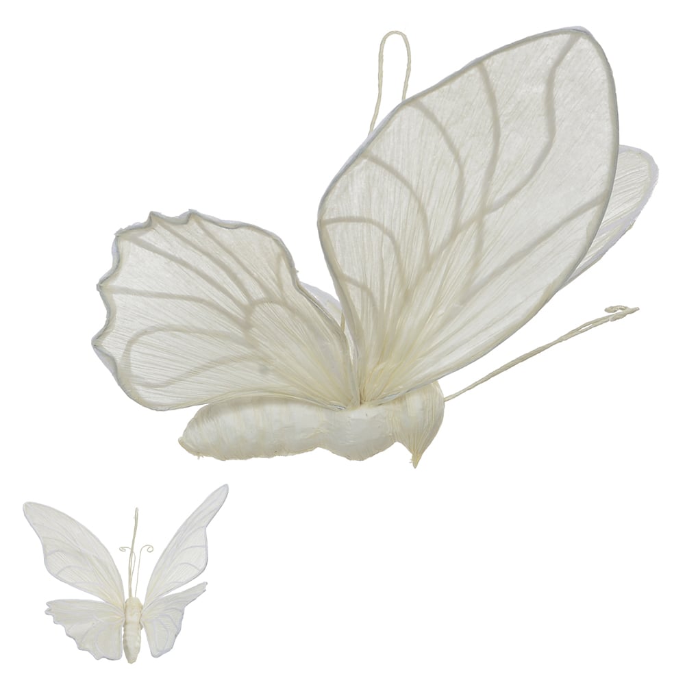 PENDENTE BORBOLETA PAPEL (BRANCO) 30X23X6cm