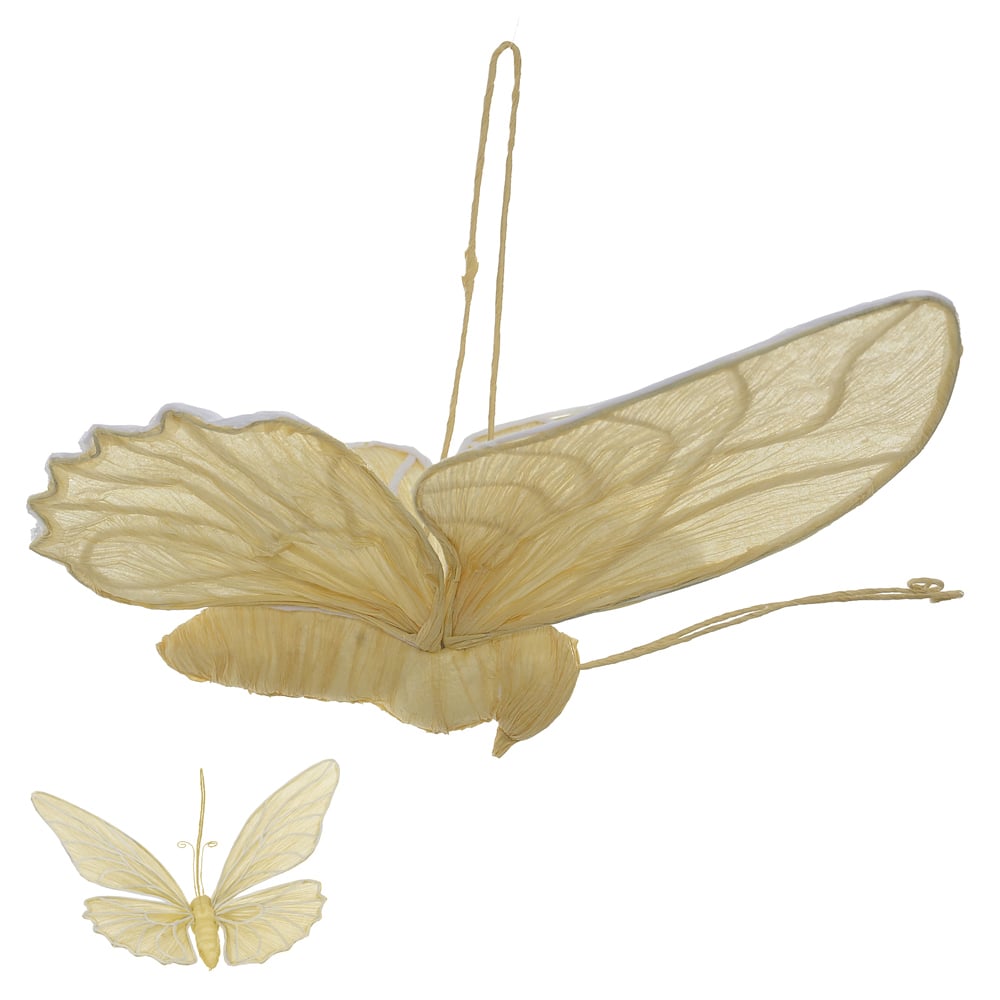 PENDENTE BORBOLETA PAPEL (AMARELO CLARO) 50X36X8cm