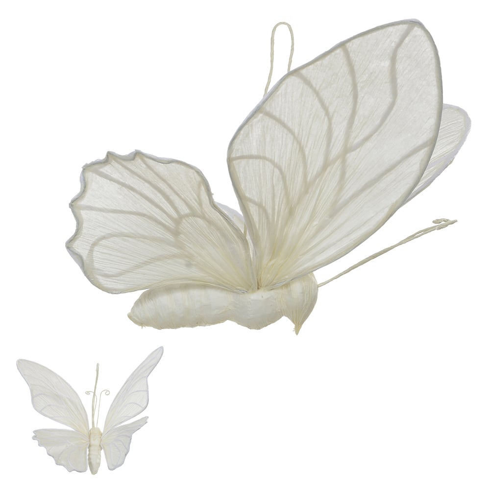 PENDENTE BORBOLETA PAPEL (BRANCO) 50X36X8cm