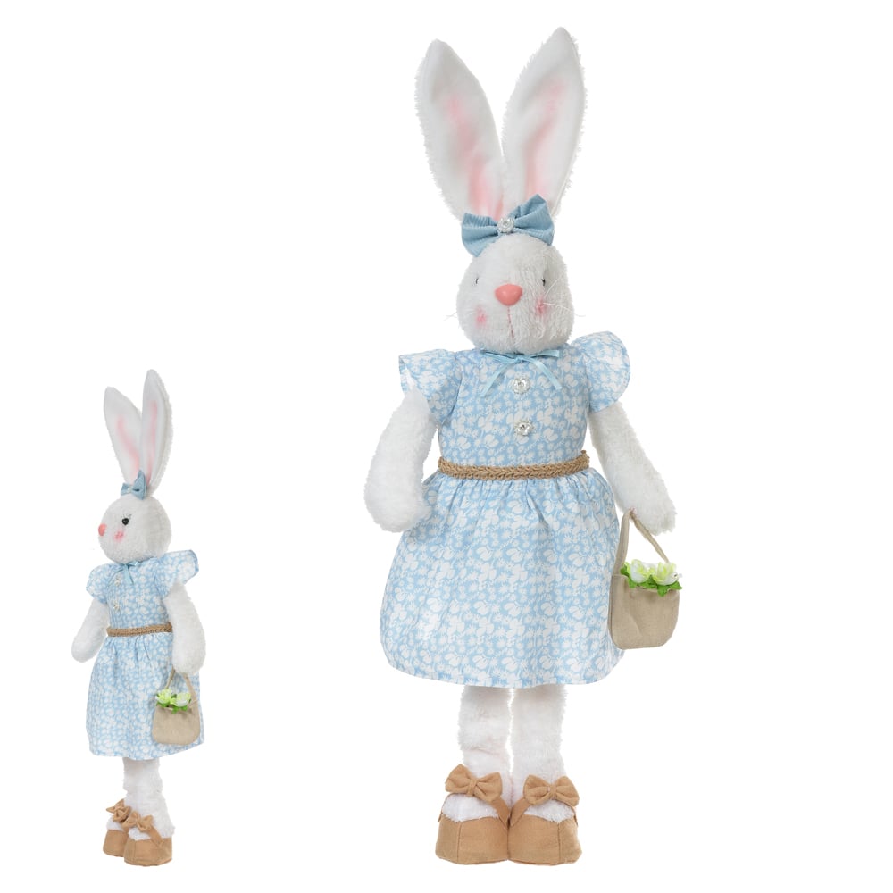 BONECA COELHA C/BOLSINHA (AZUL BRANCO) 68cm