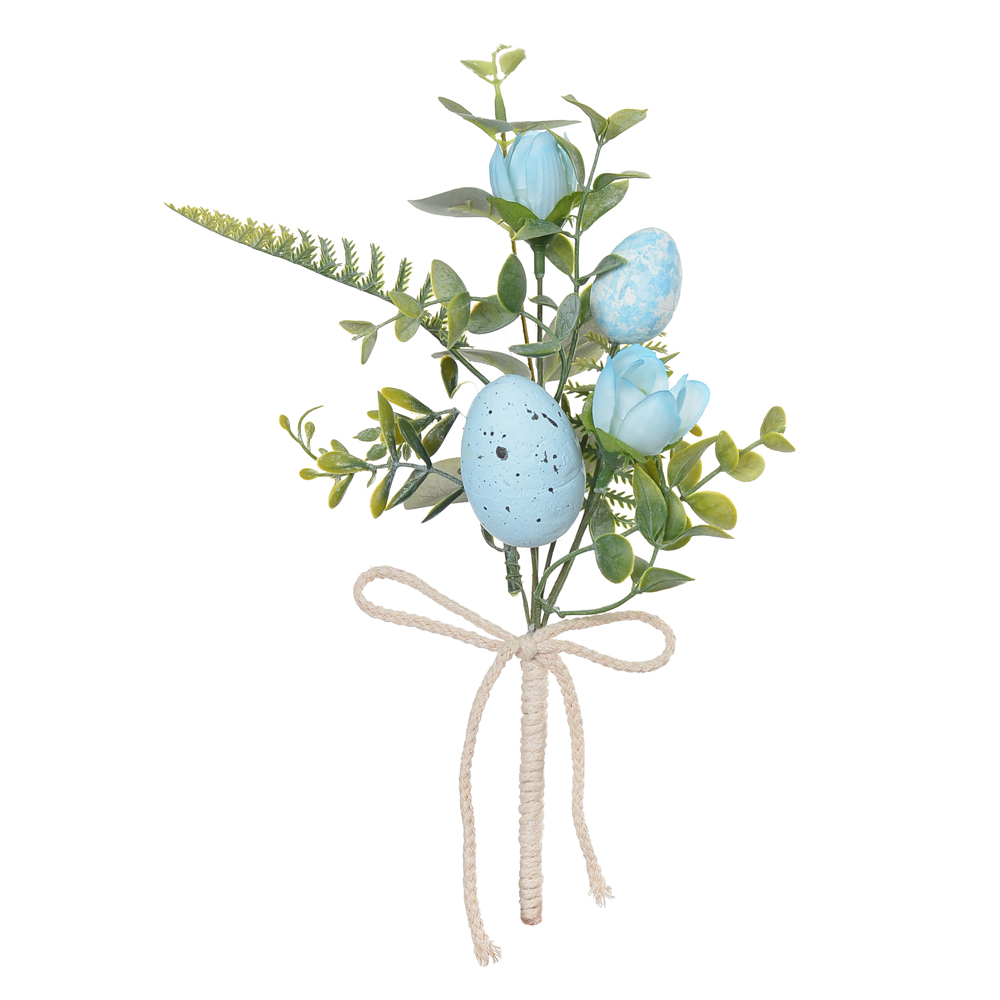 GALHO FOLHAGEM C/OVOS (AZUL CLARO) 30cm