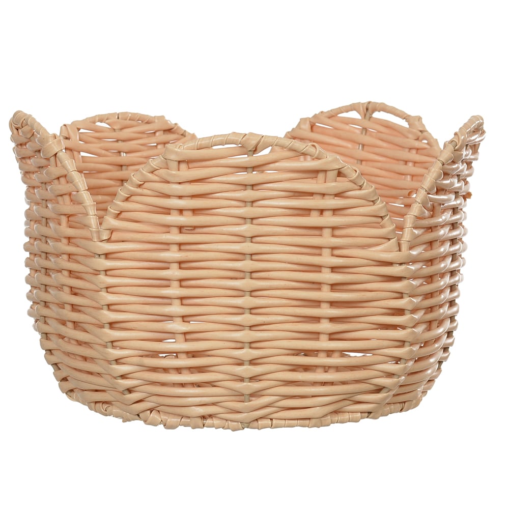 PASCOA CESTO DECORATIVO FLOR (BEGE) 23X23X15cm