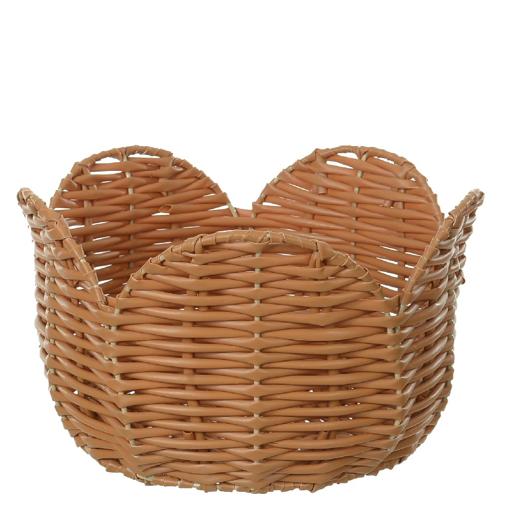 PASCOA CESTO DECORATIVO FLOR (MARROM) 23X23X15cm