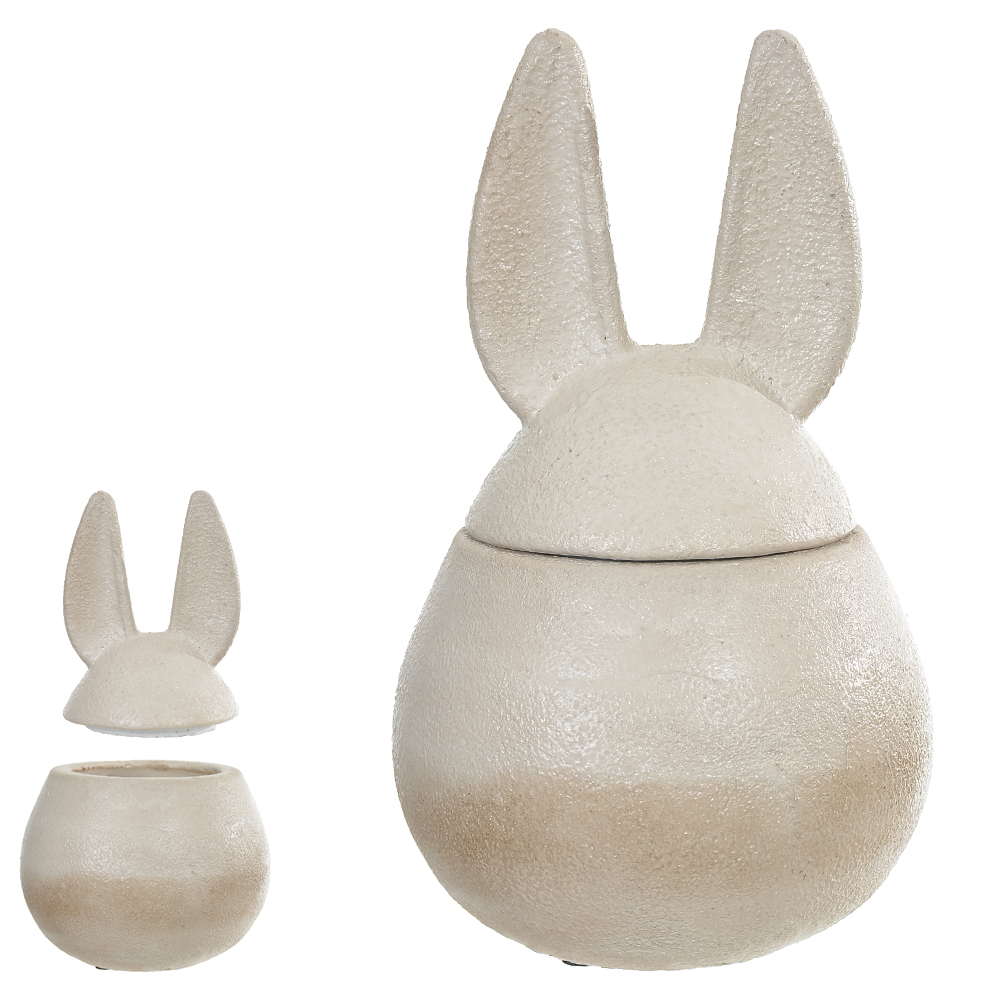 POTE DECORATIVO C/TAMPA (BEGE) 12cm