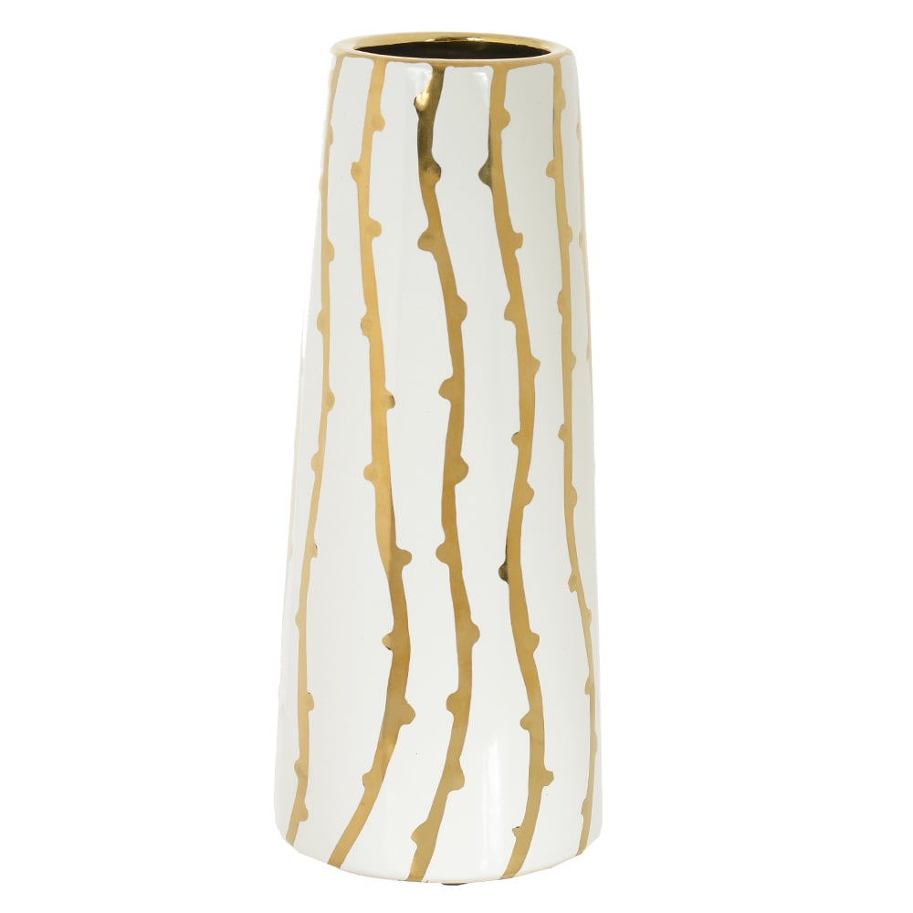 VASO DECORATIVO CERAMICA (BRANCO DOURADO) 24,5cm 10d