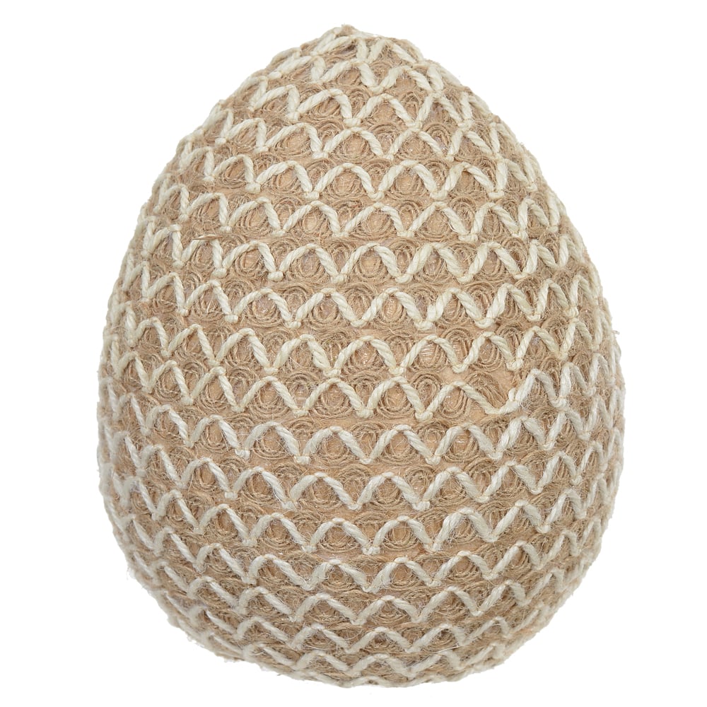 PASCOA OVO DECORATIVO (BEGE BRANCO) 12,5X12,5X18,5cm