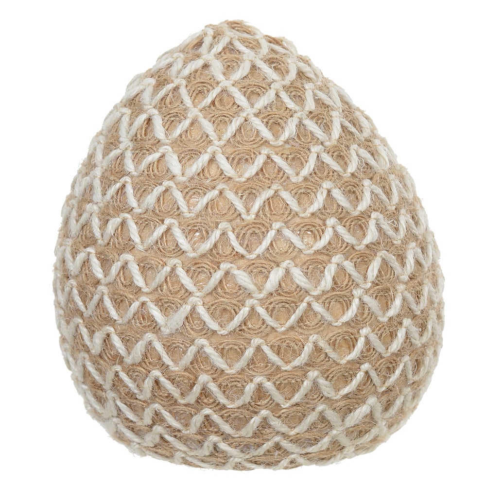 PASCOA  OVO DECORATIVO 11X11X14cm (BEGE BRANCO)