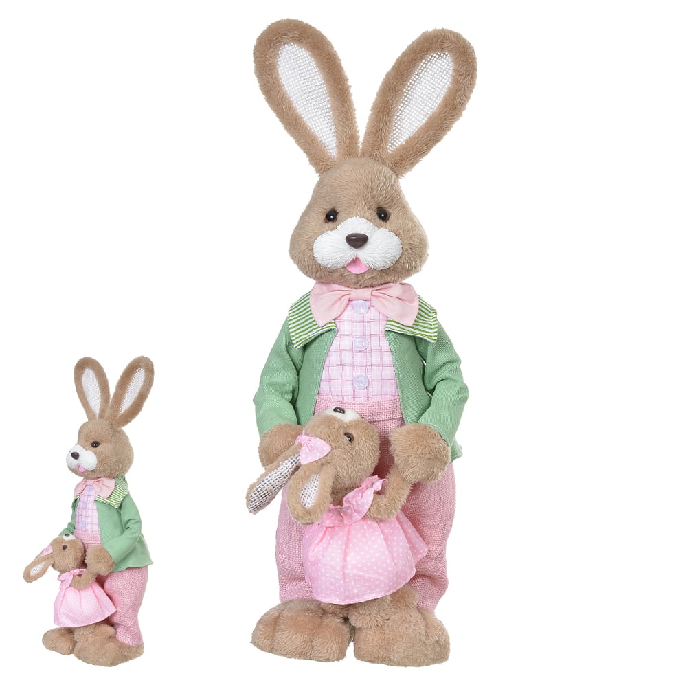 BONECA COELHA COM PELUCIA (ROSA VERDE) 27cm