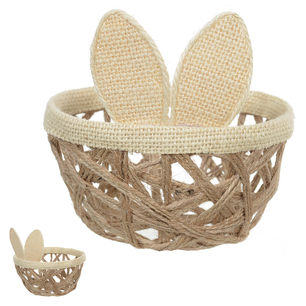 CESTO DECORATIVO RUSTICO (BEGE BRANCO) 13cm