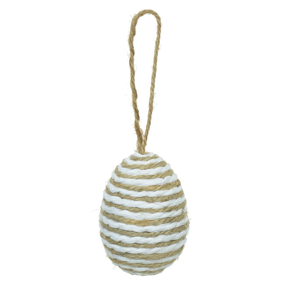 PASCOA ENFEITE OVO PENDURAR (BEGE BRANCO) 5,2X5,2X7,5cm
