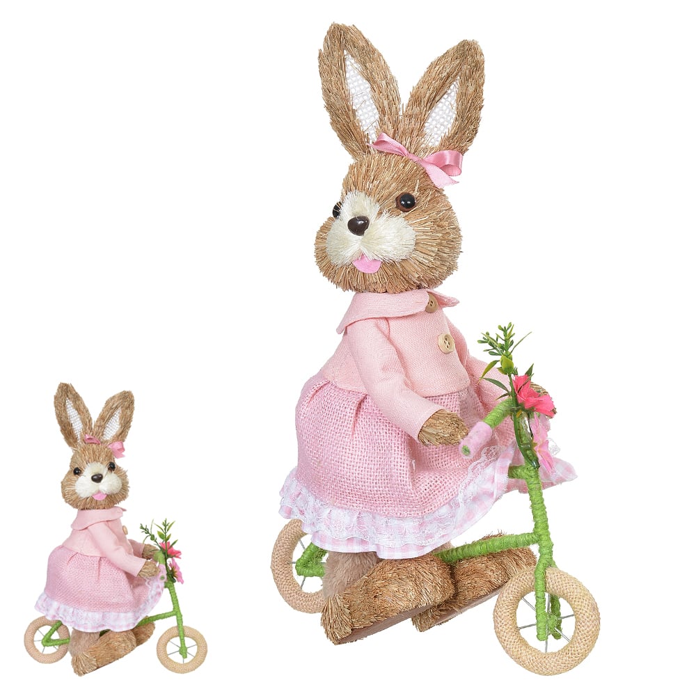 BONECA COELHA PALHA (ROSA) 14cm