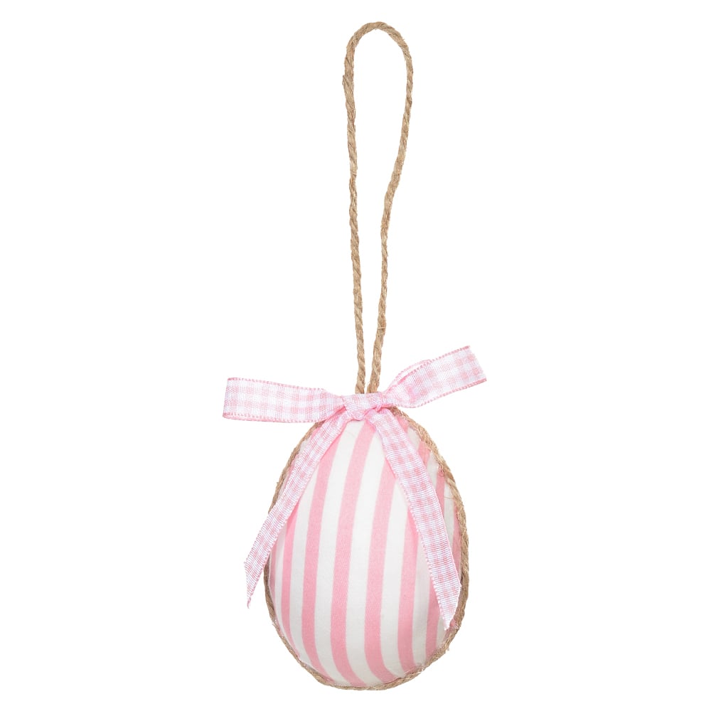 PASCOA ENFEITE OVO PENDURAR (ROSA BRANCO) 6X6X9cm