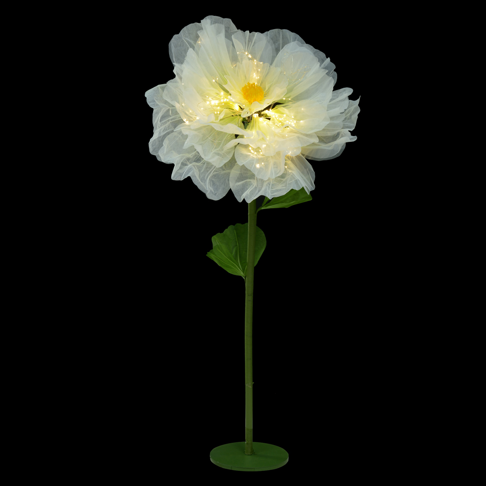 FLOR DECORATIVA ORGANZA C/LUZ E MOVIMENTO (BRANCO) 1,8m