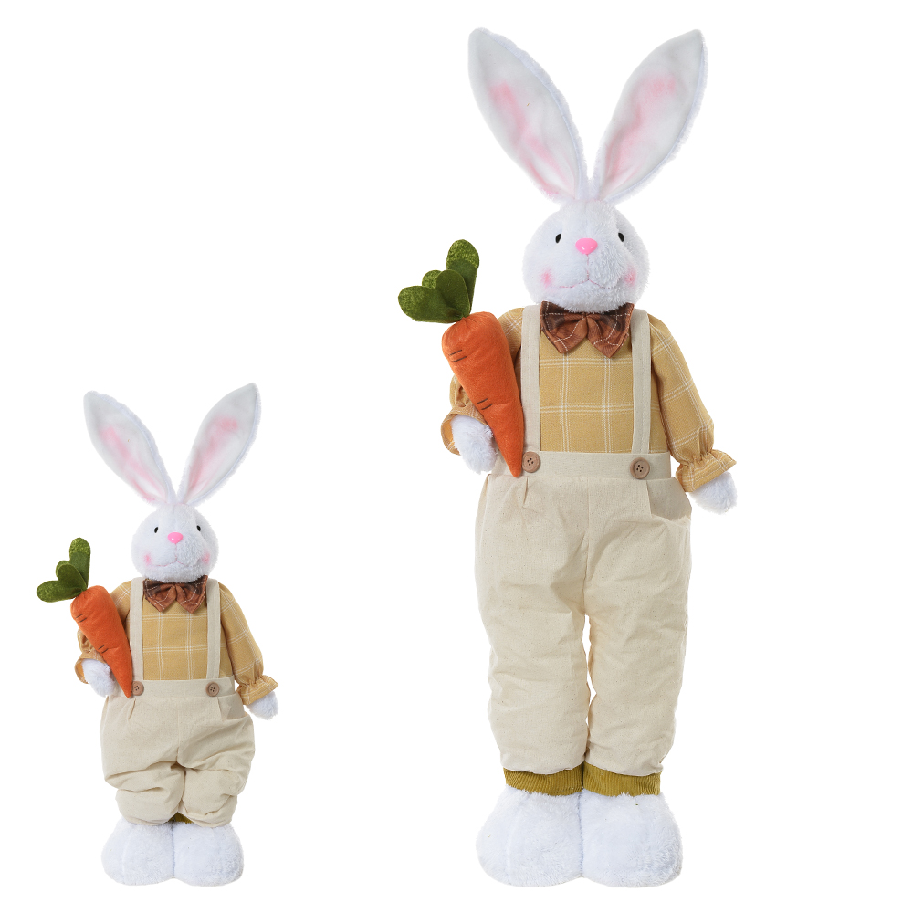 BONECO COELHO TECIDO RETRATIL (BEGE AMARELO) 83cm