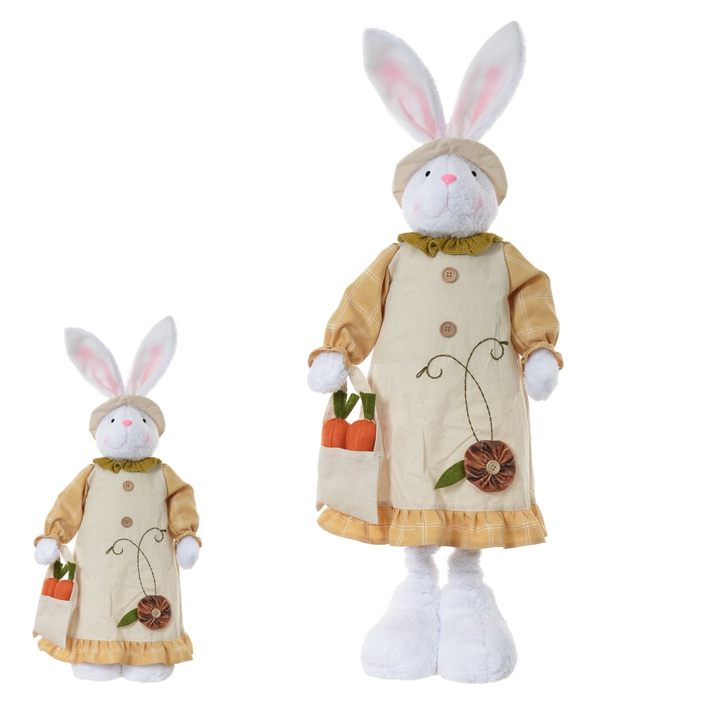 BONECA COELHA TECIDO RETRATIL (BEGE AMARELO) 83cm