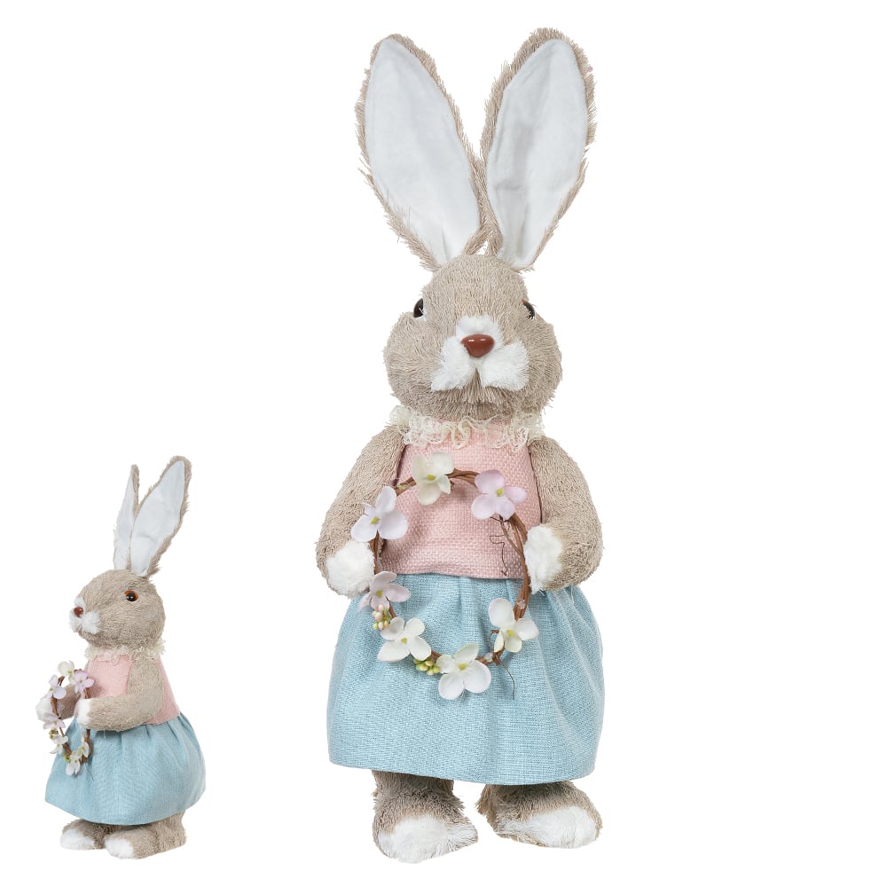 BONECA COELHA PALHA (ROSA AZUL) 48cm