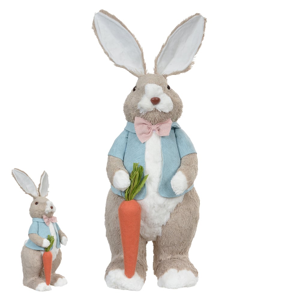 BONECO COELHO PALHA (ROSA AZUL) 62cm