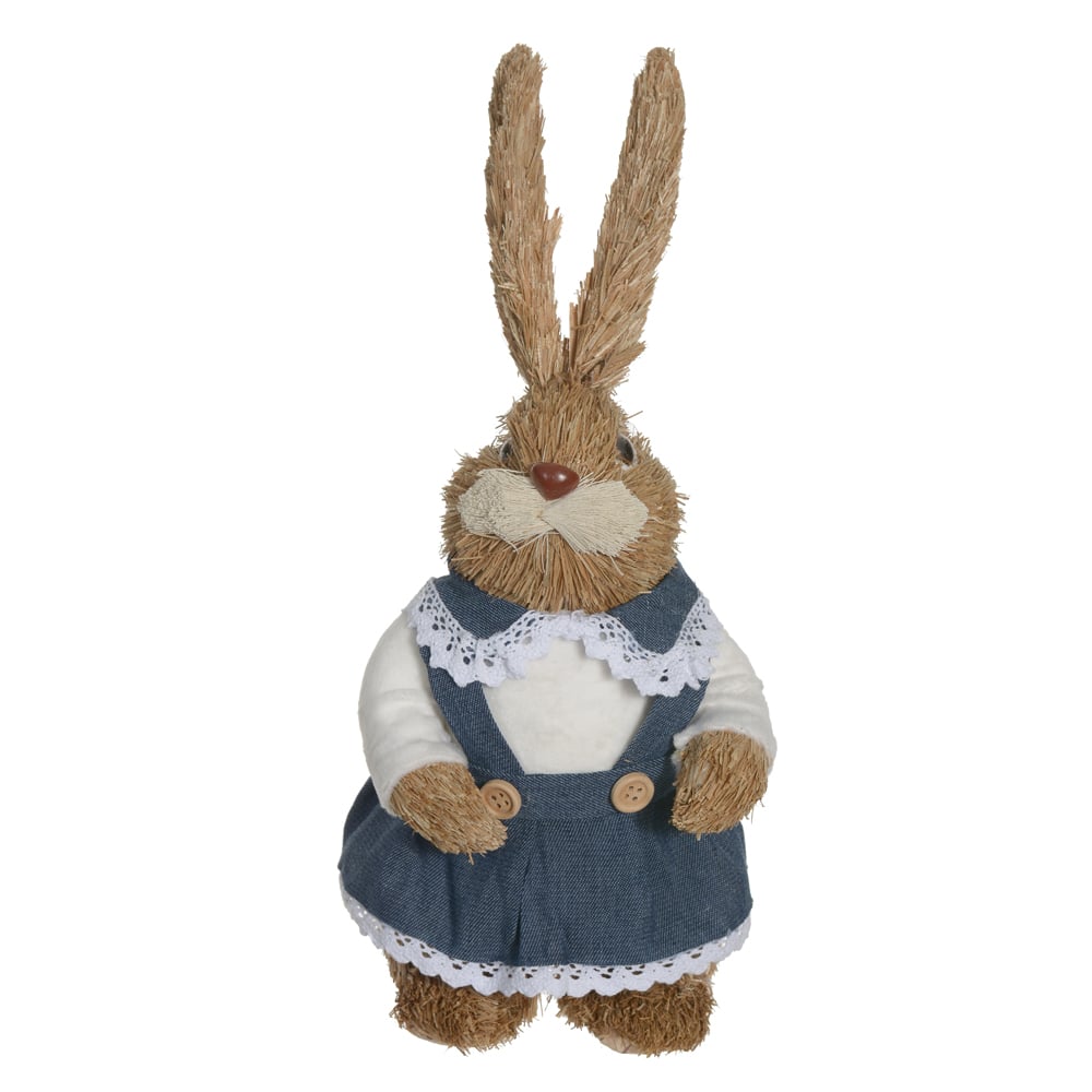 BONECA COELHA PALHA (AZUL BRANCO) 33cm