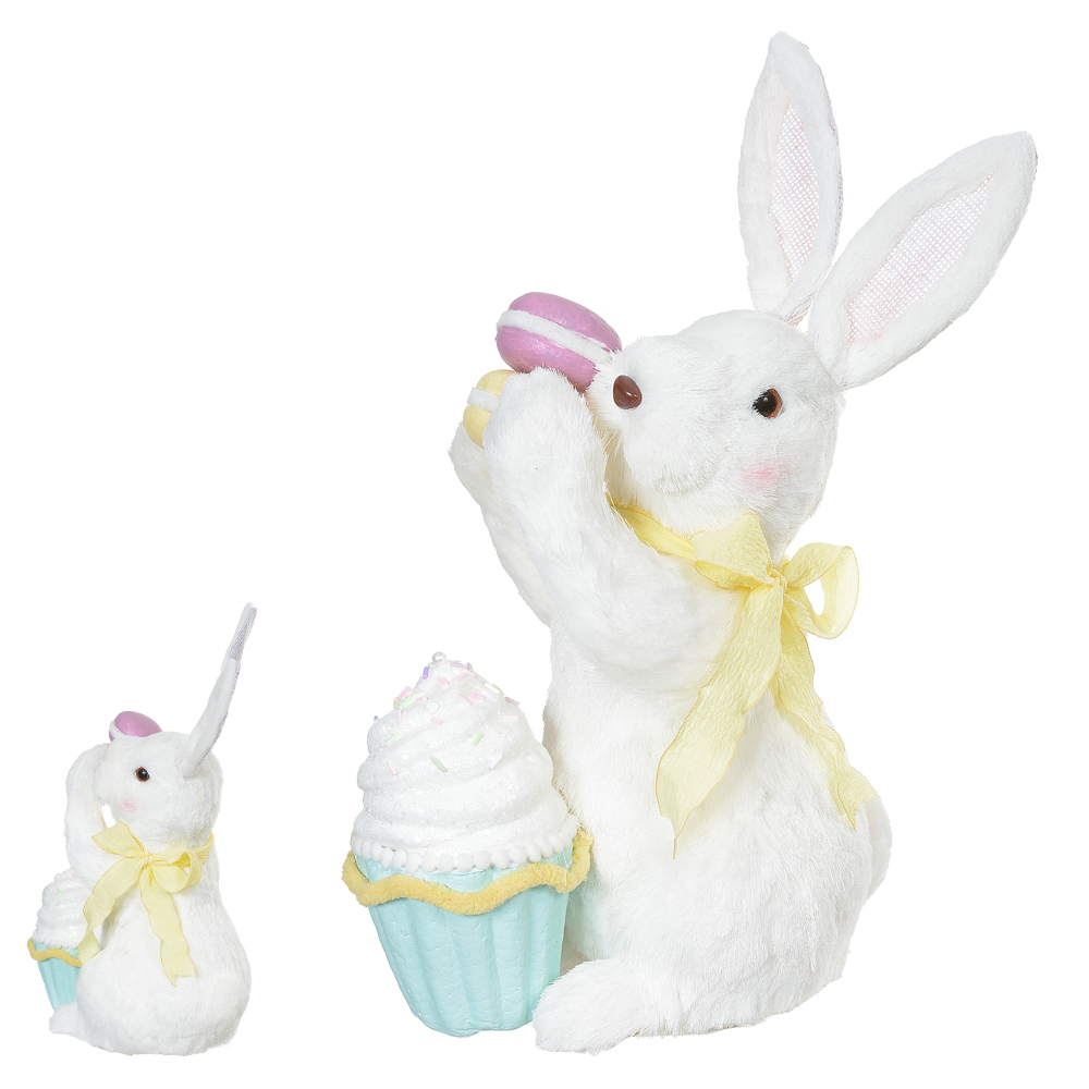 BONECO COELHO SISAL CUPCAKE (BRANCO) 23cm