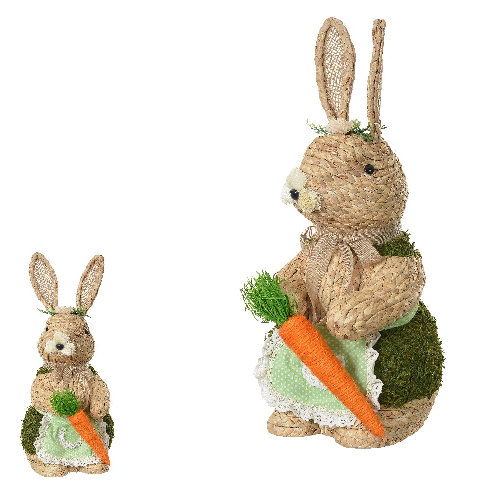 BONECA COELHA PALHA C/CENOURA (BEGE VERDE) 24cm