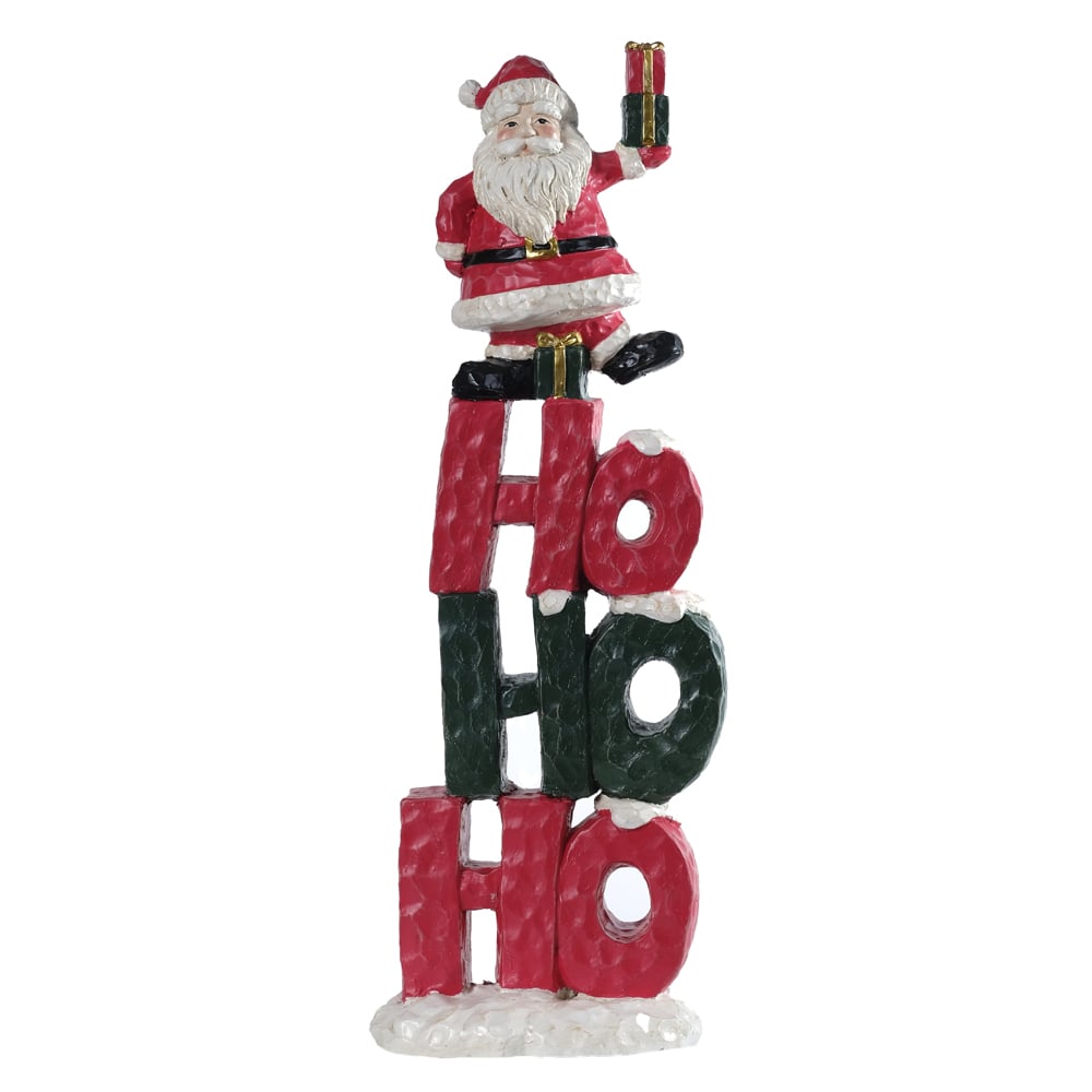 RESINA NATAL PAPAI NOEL HOHOHO (VERMELHO VERDE) 45X10X16cm