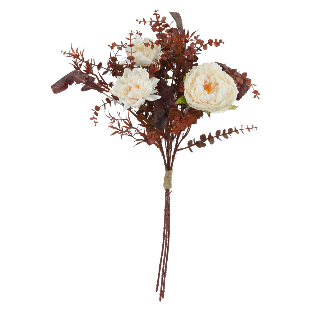 B.PEONIA RAMALHETE C/FITA X3 (CREME OUTONO) 60cm